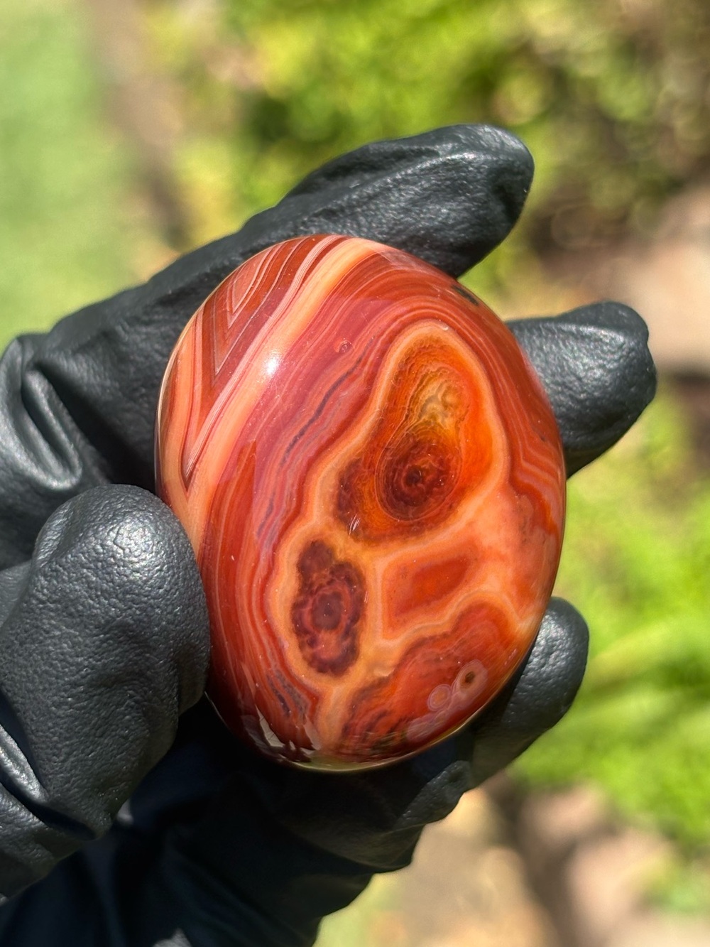 Discounted* Small Sardonyx Crystal Palm Stone with Minor Imperfections